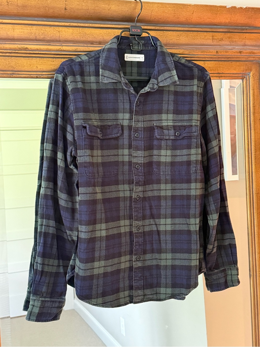 Lucky Brand Navy & Green Plaid Button-Down Shirt